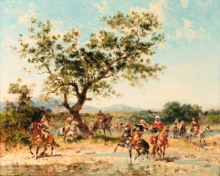 Georges Washington - Arab horsemen at a river