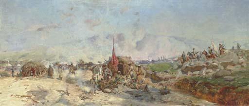 Georgii Ivanovich Gabashvili - A Military Encampment In The Caucasus