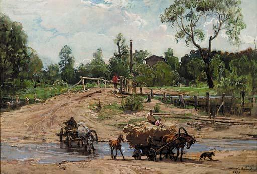 Georgii Konstantinovich Savitskii - Carts crossing a Ford