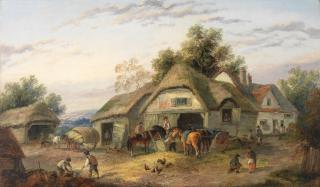 Georgina Lara - Farmyard scenes, a pair each 35.9 x 60.6cm (14 1/8 x 23 7/8in). (2)