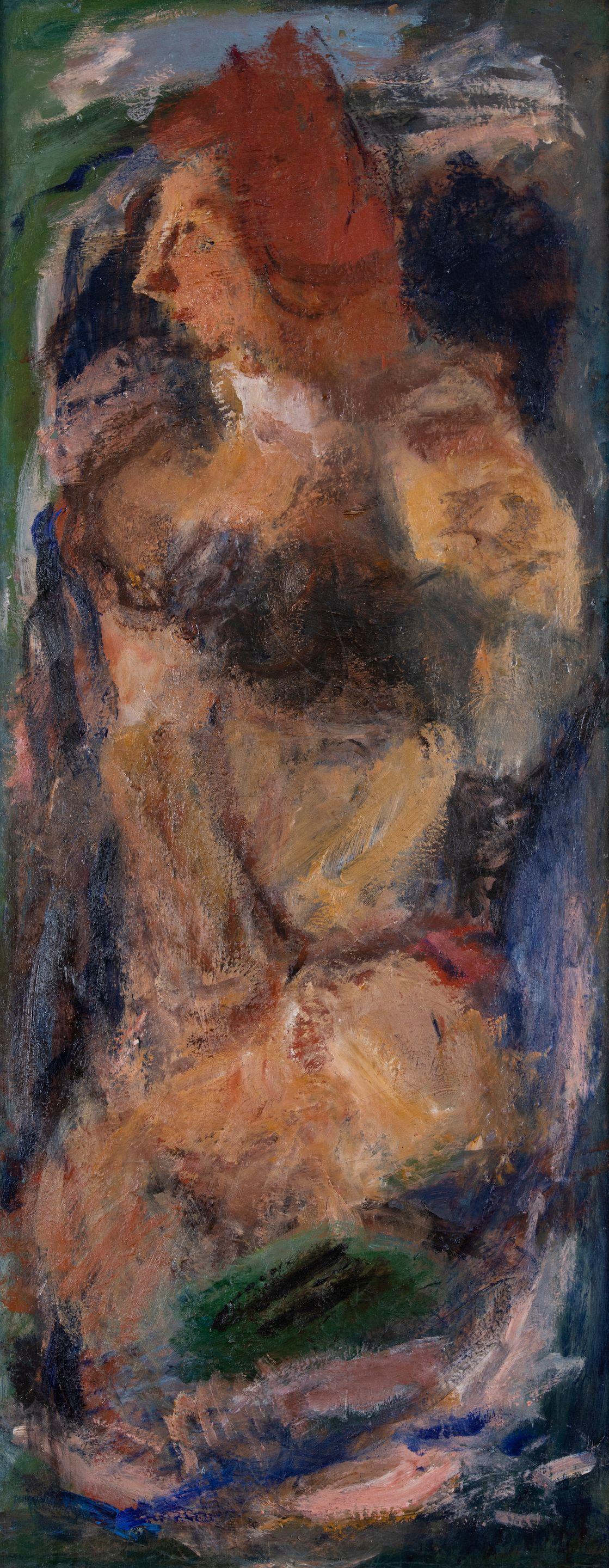 Georgios Bouzianis - Femme assise aux cheveux rouges