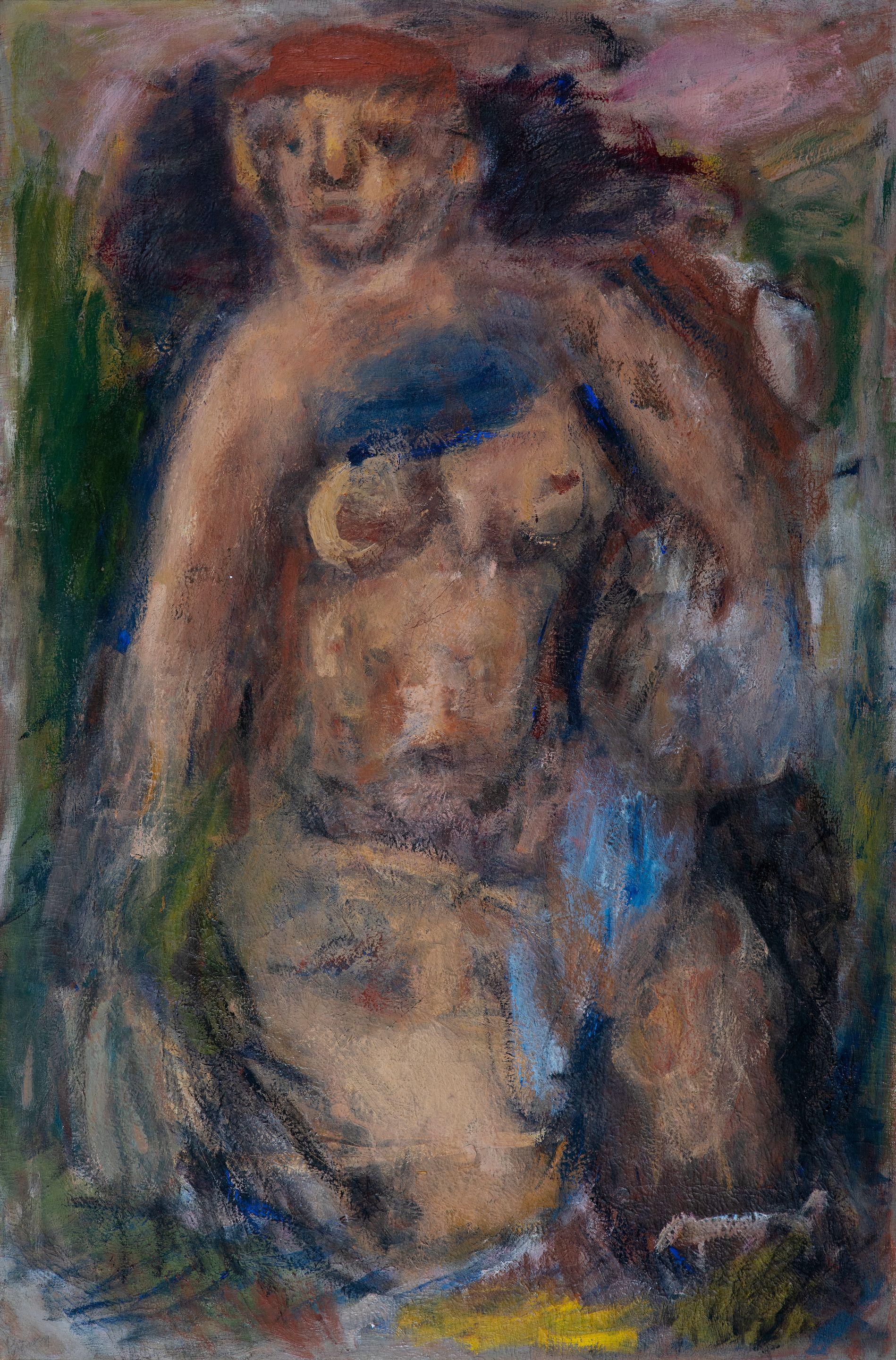Georgios Bouzianis - Femme nue au chapeau rouge