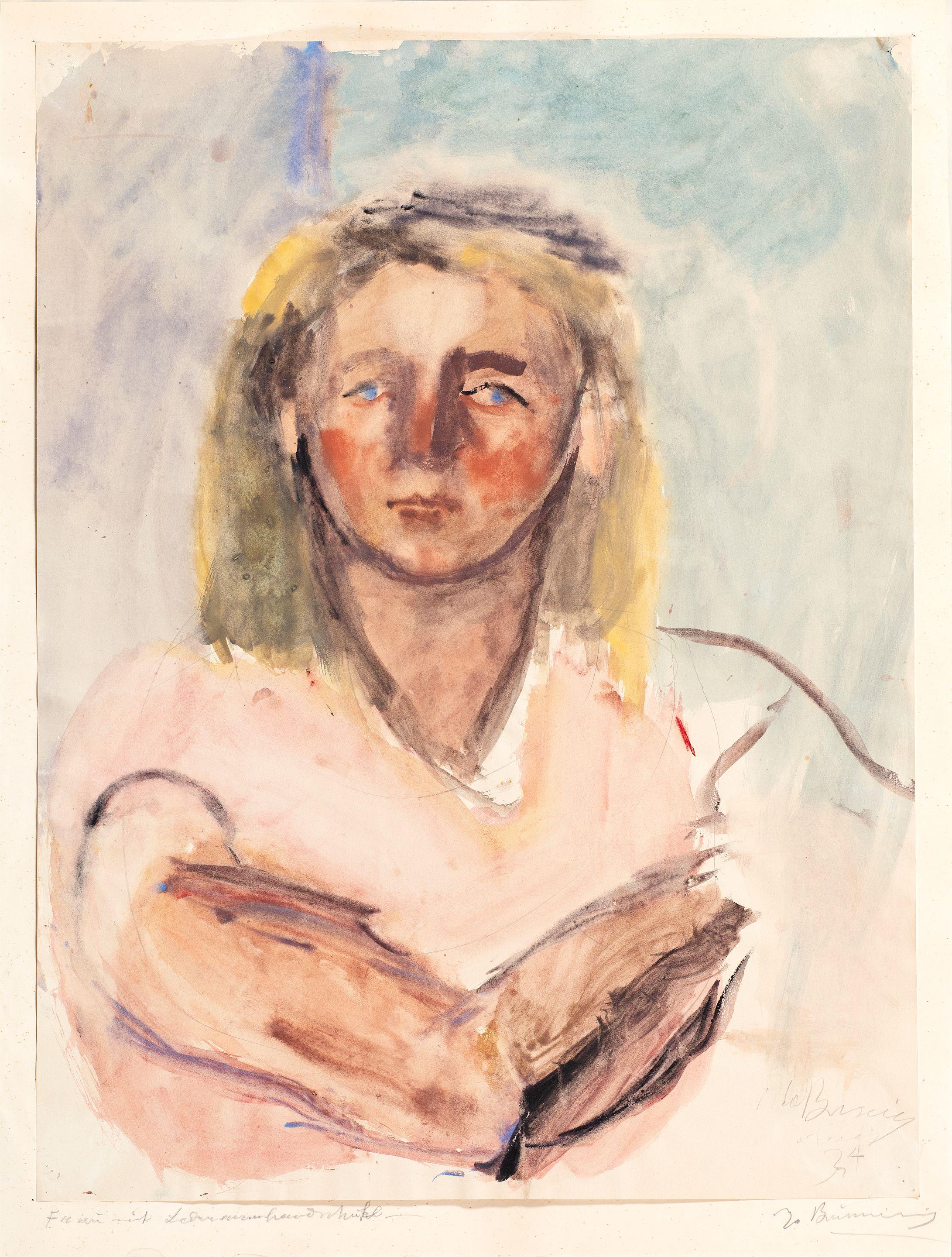 Georgios Bouzianis - Frau mit Lederarmhandschuhe