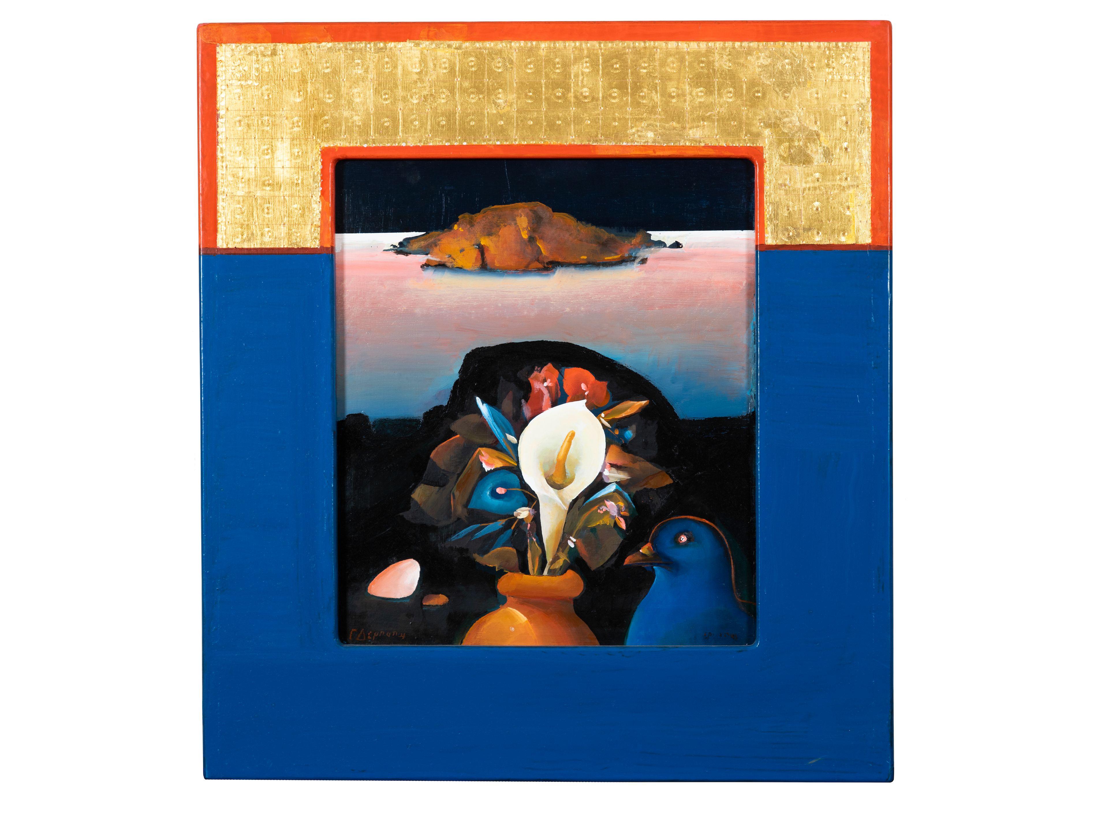 Georgios Derpapas - Fleurs de lys et oiseau bleu