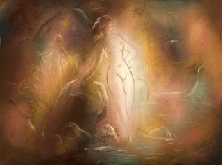 Georgios Gounaropoulos - Dreamy landscape with nymphs