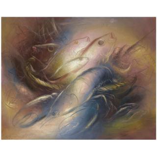 Georgios Gounaropoulos - Greek Still Life With Lobster And Fish