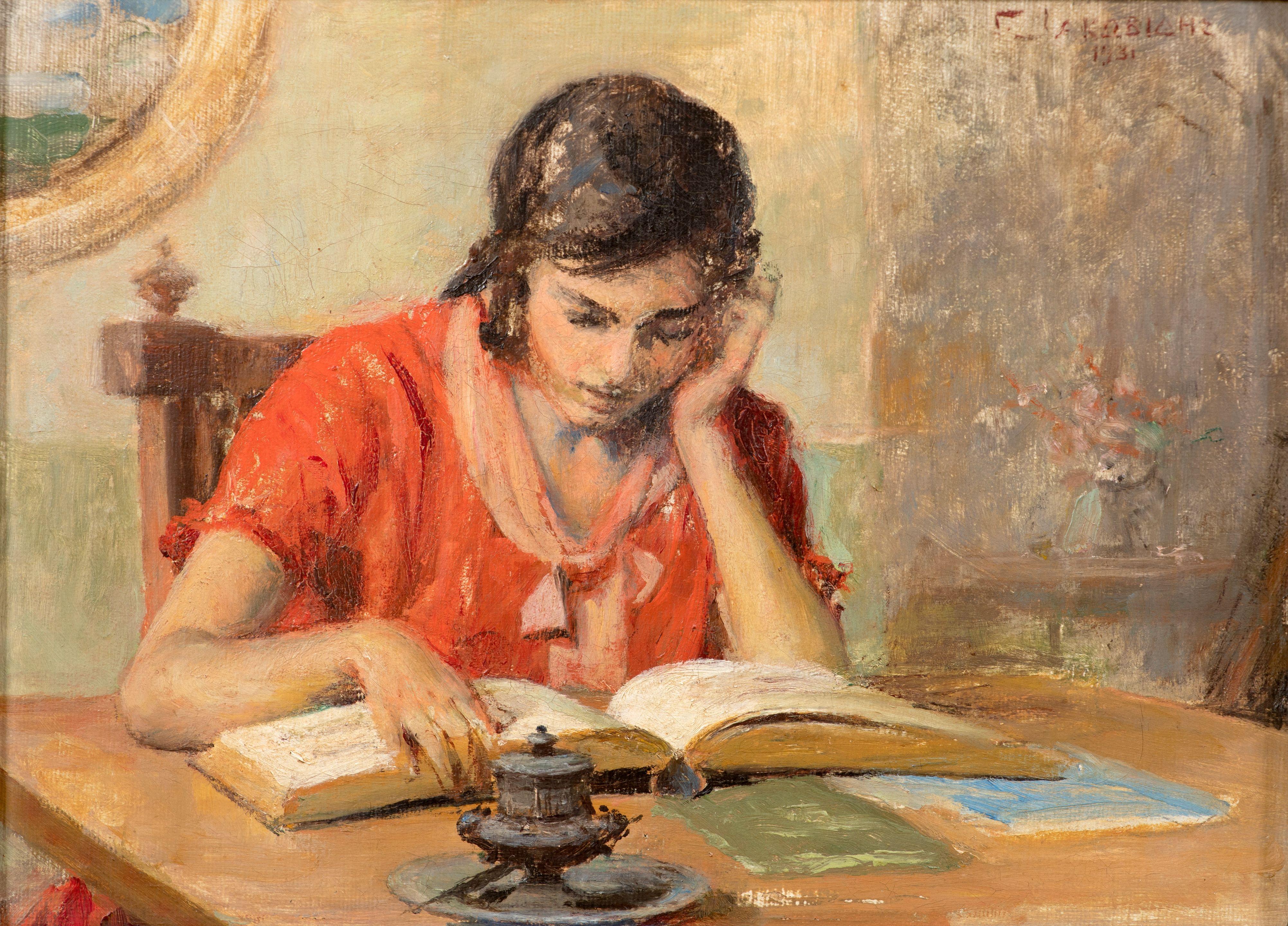 Georgios Jakobides - Fille lisant un livre