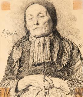 Georgios Jakobides - Une vieille femme tenant une corde nouée