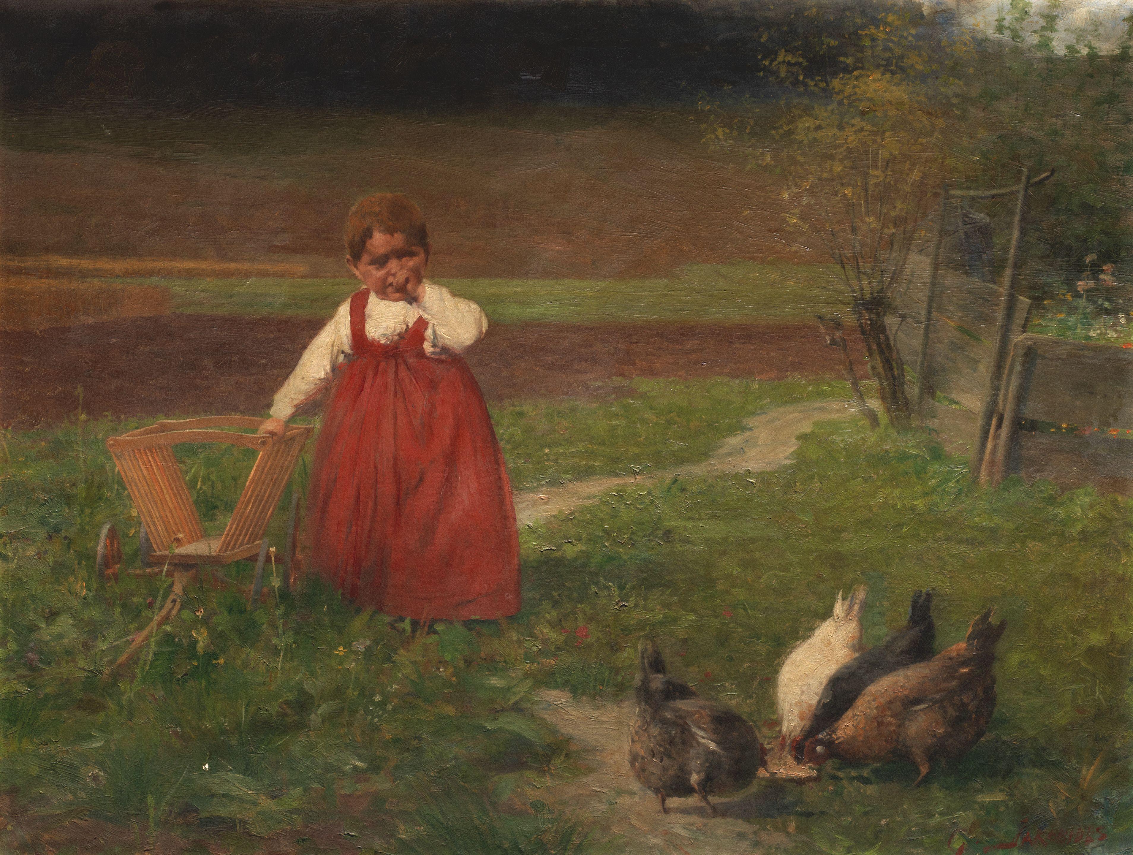 Georgios Jakobides - Young girl in the fields