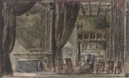 Georgiy Kreskentevich Lukomsky - A Stage Design For Ivan Turgenev\'S \'A Nest of Gentlefolk\'; The Entrance To The Hermitage