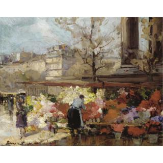 Georgy Alexandrovich Lapchine - Flower Seller At La Madeleine, Paris