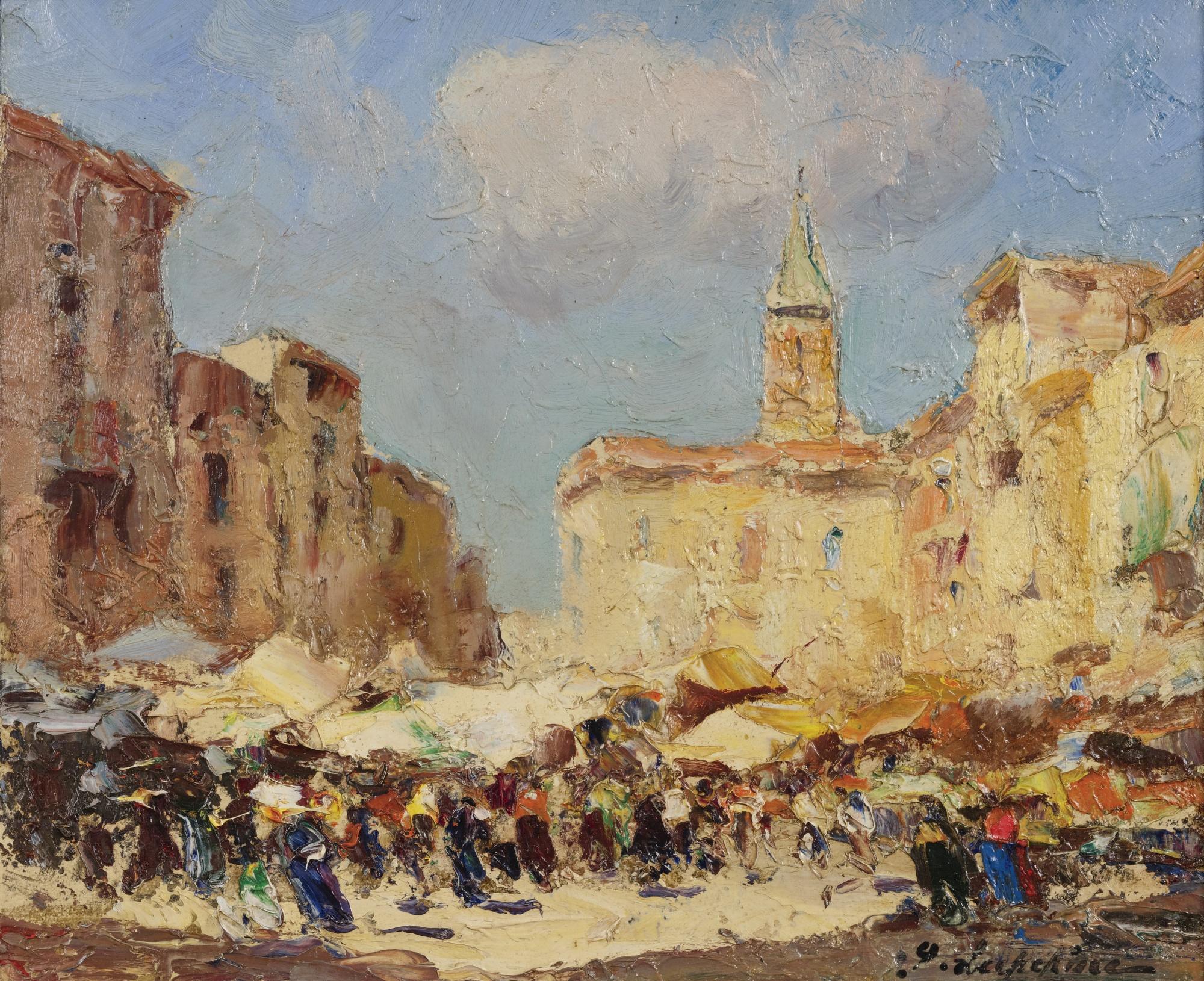 Georgy Alexandrovich Lapchine - Nice, Le Marche Aux Fleurs