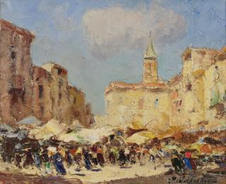 Georgy Alexandrovich Lapchine - Nice, Le Marche Aux Fleurs