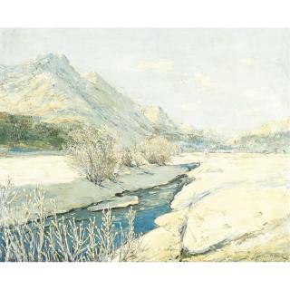 Georgy Alexandrovich Lapchine - Valley Stream In The Snow