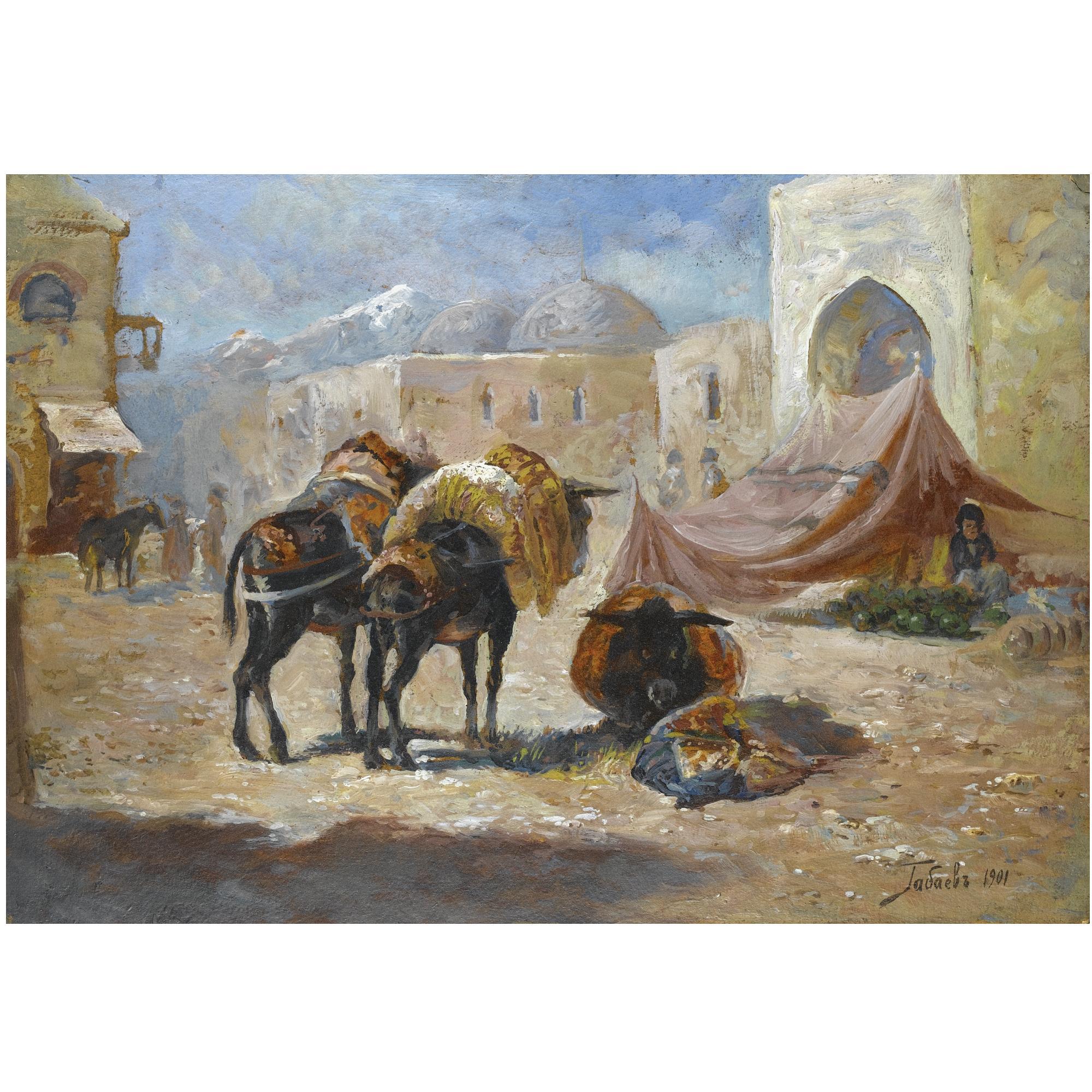 Georgy Ivanovich Gabashvili - Donkeys At Rest