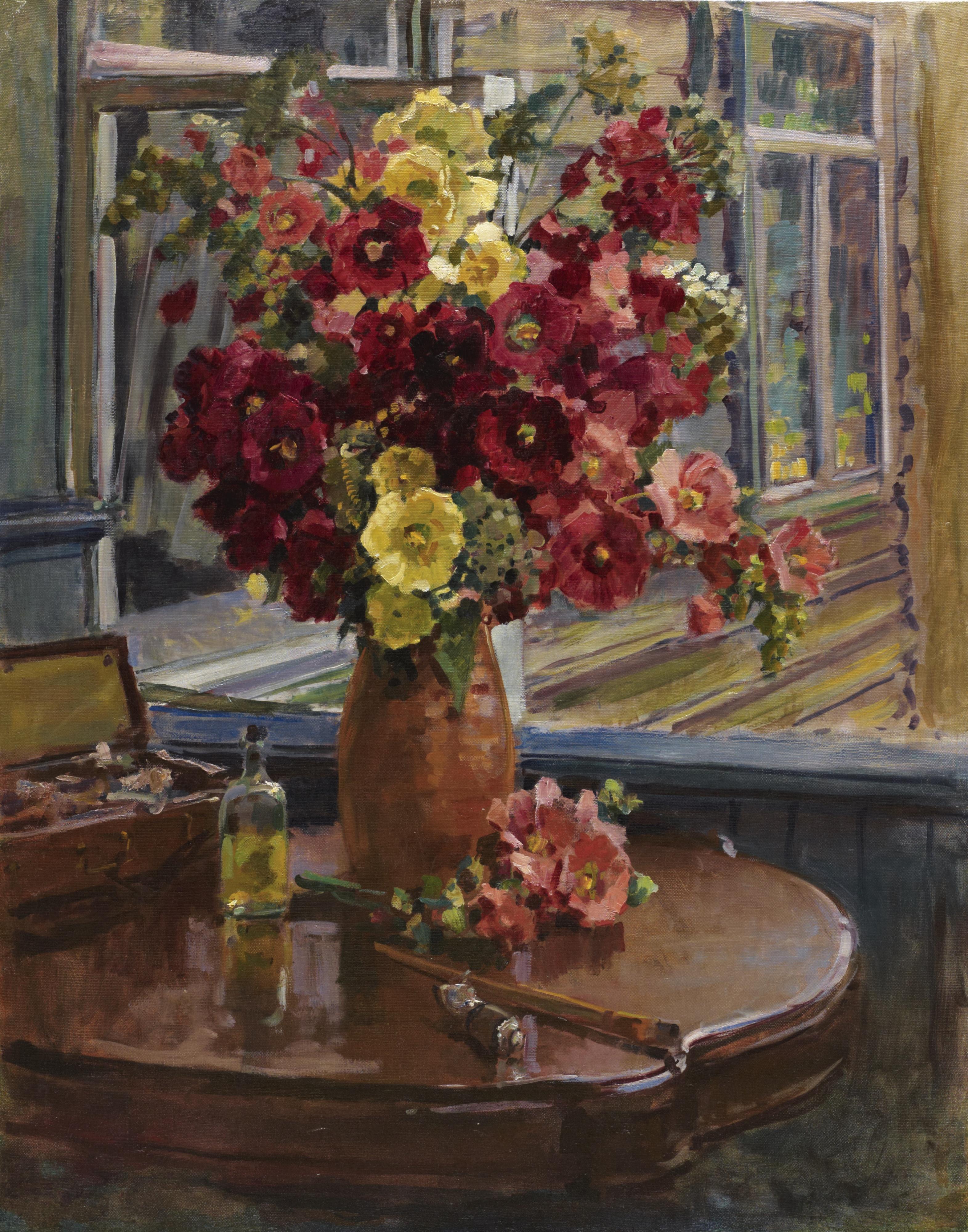 Georgy Konstantinovich Savitsky - Still Life With Hollyhocks