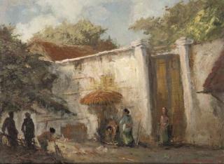 Ger Adolfs - By the village wall - An Indonesian street scene