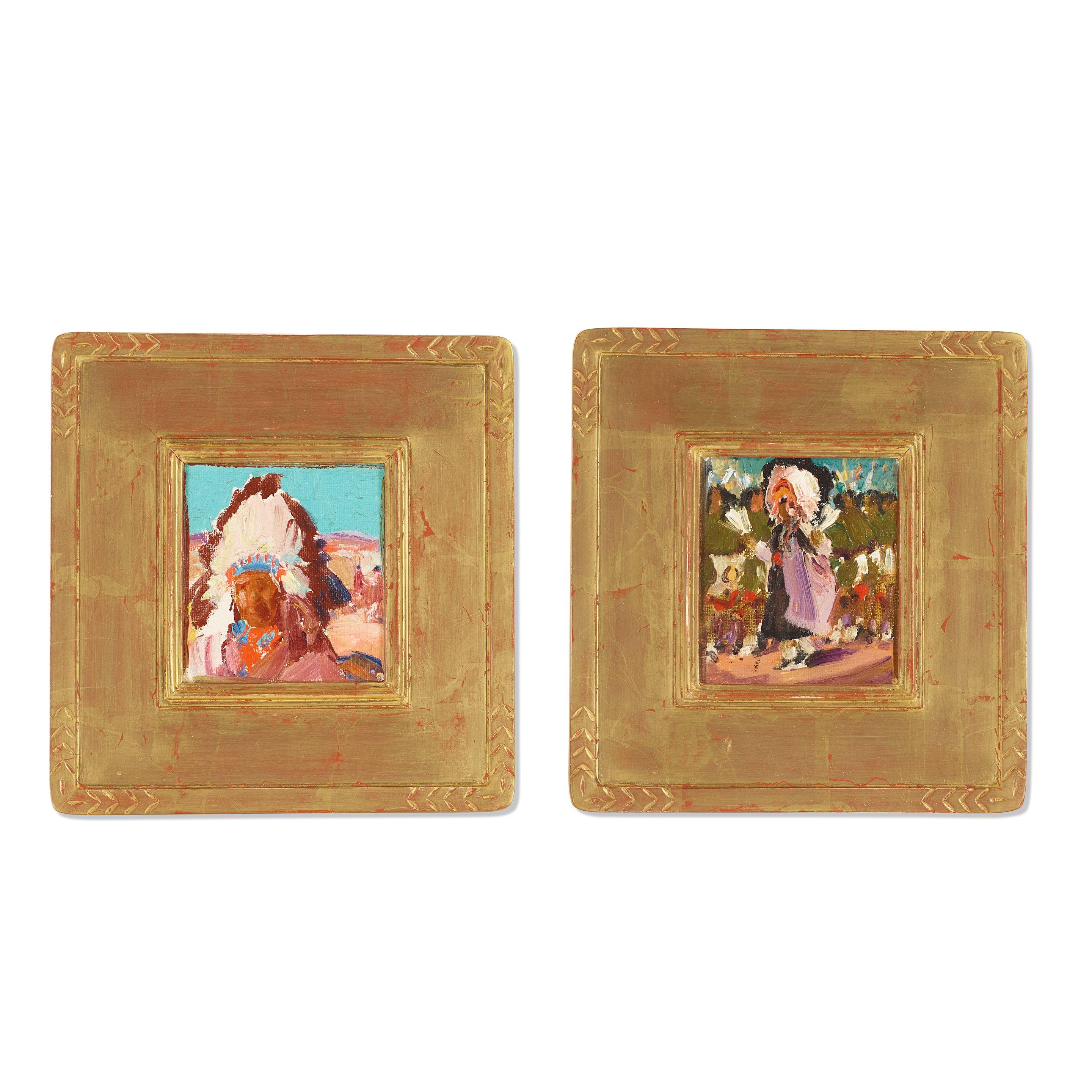 Gerald Cassidy - Indian Chief, Sun Dance and Indian in Headdress, Sketch for Master of Ceremonies (Three Works)