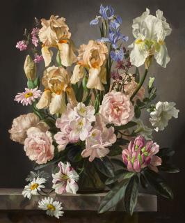 Gerald Cooper - Still Life with Irises, Rhododendrons and Peonies