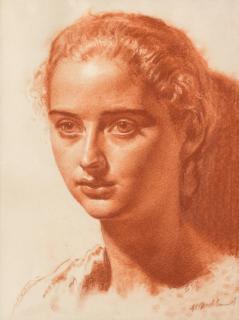 Gerald Leslie Brockhurst R.A., R.P., R.E. - Betty 45.1 x 34.9 cm. (17 3/4 x 13 3/4 in.) (sheet); 37.9 x 28.3 cm. (14 7/8 x 11 1/8 in.) (image)