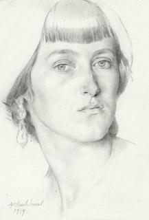 Gerald Leslie Brockhurst R.A., R.P., R.E. - Lady with Earrings