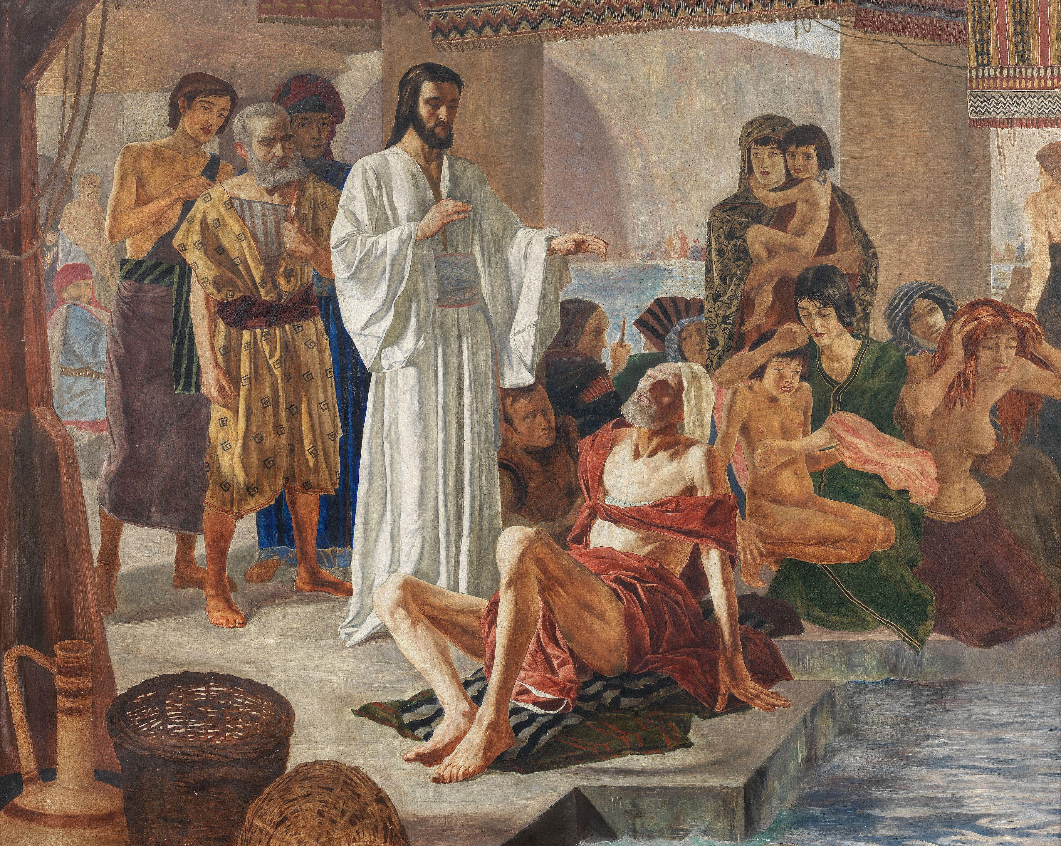 Gerald Leslie Brockhurst R.A., R.P., R.E. - Pool of Bethesda 103 x 128.5 cm. (40 1/2 x 50 1/2 in.)