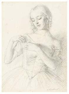 Gerald Leslie Brockhurst, R.A. - Nadejda, a Russian ballet dancer (recto); and Study of a male head (verso)