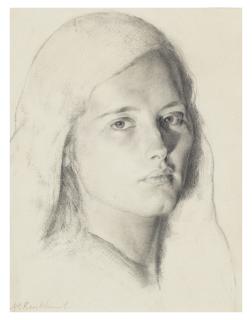 Gerald Leslie Brockhurst, R.A. - Portrait study of a young woman