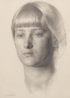 Gerald Leslie Brockhurst, R.A. - Study Of A Woman\'S Head