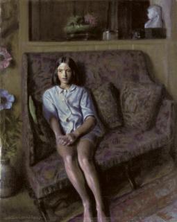 Gerald Leslie Brockhurst - Dorette seated on a sofa