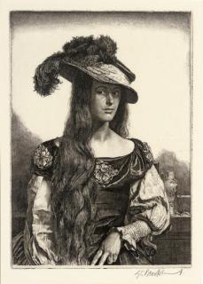 Gerald Leslie Brockhurst - The Black Silk Dress