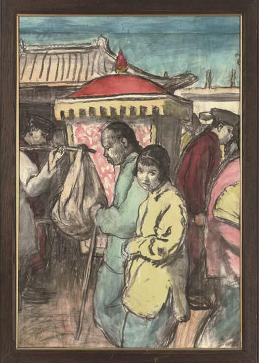 Gerald Spencer Pryse - Chinese market, sketch for Wembley poster