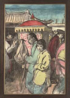 Gerald Spencer Pryse - Chinese market, sketch for Wembley poster