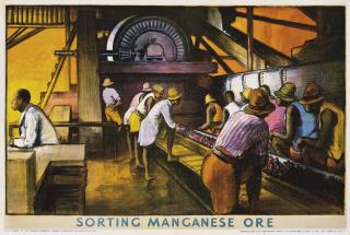Gerald Spencer Pryse - Sorting Manganese Ore, Empire Marketing Board