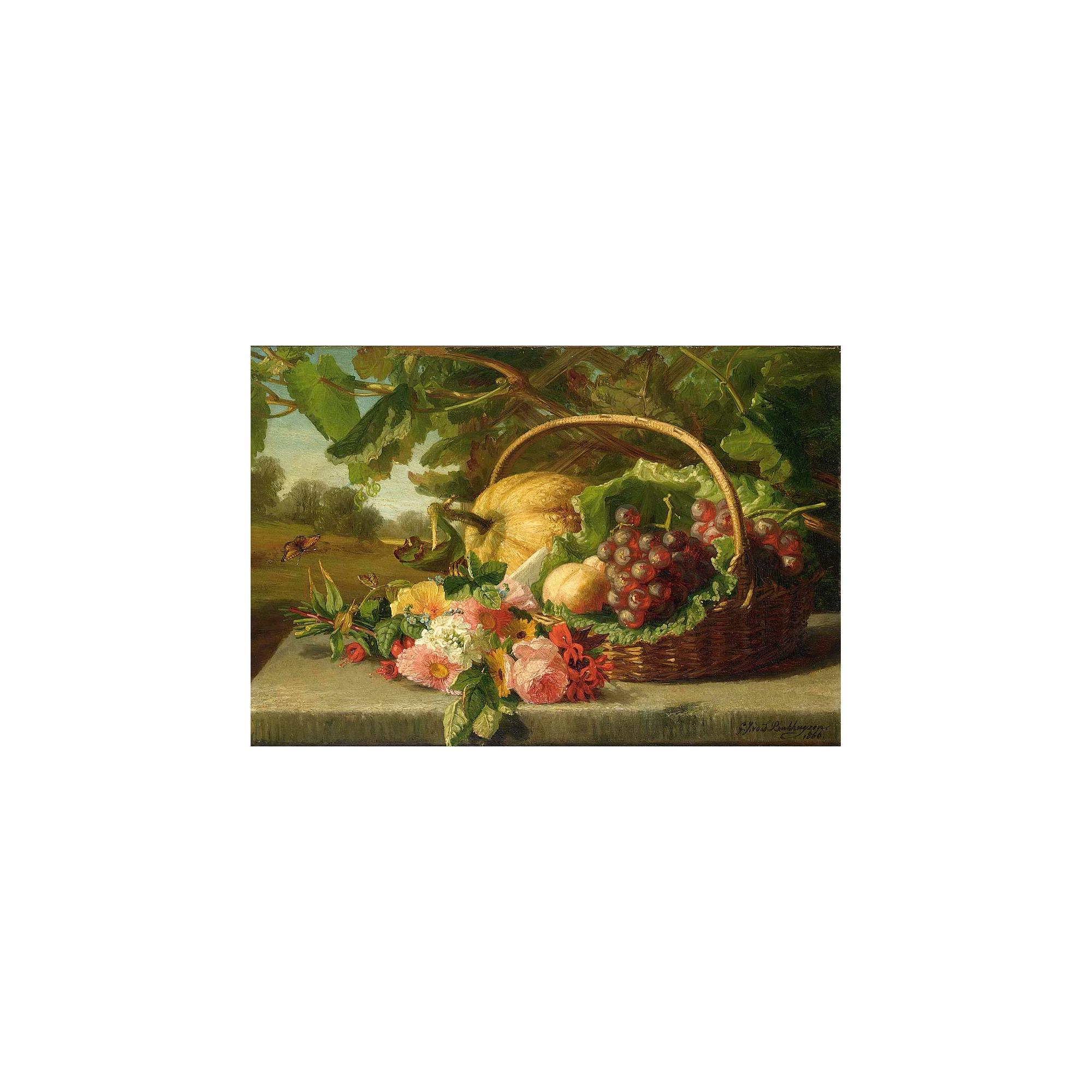 Geraldina Jacoba van de Sande Bakhuyzen - A Still Life With Flowers, Grapes And A Melon