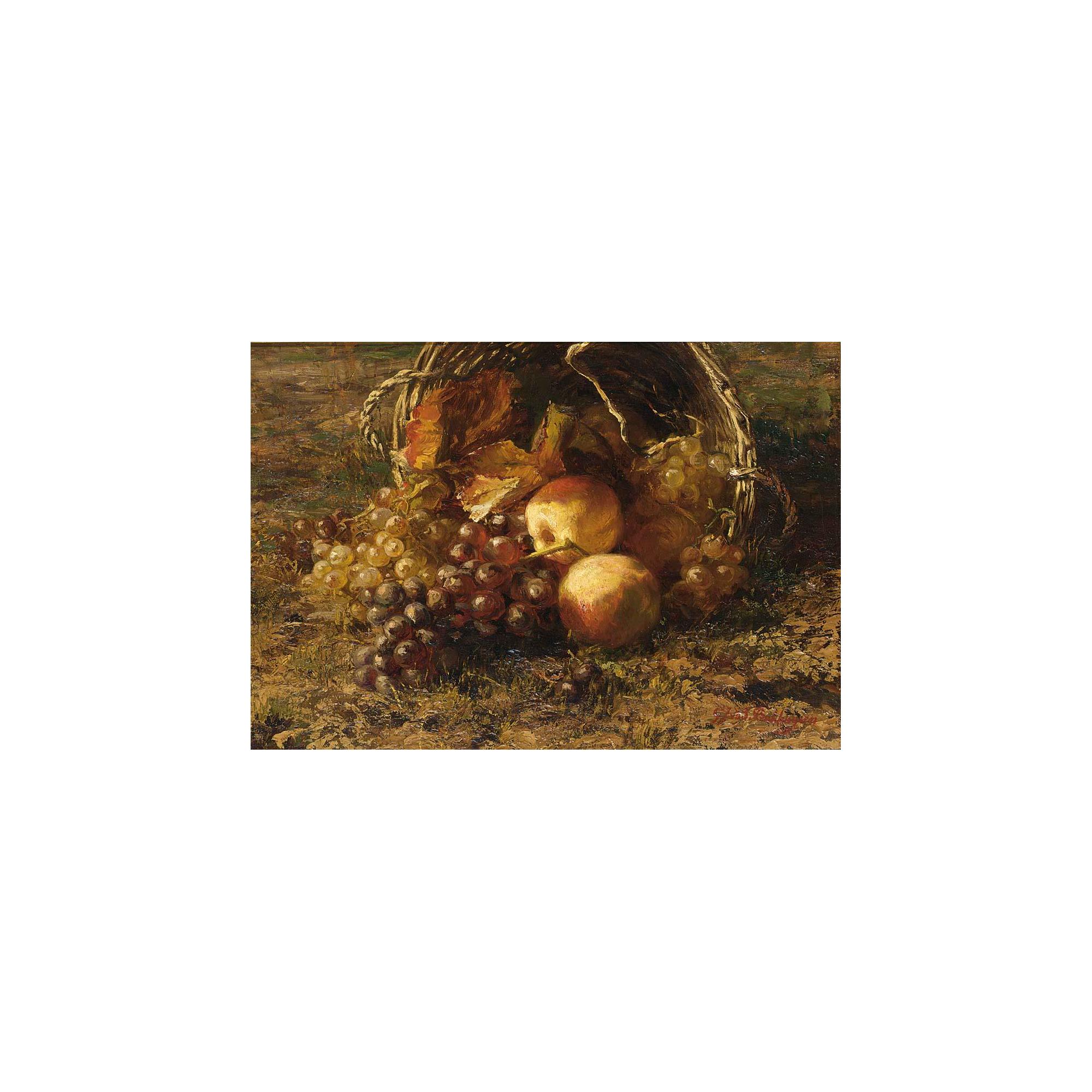 Geraldina Jacoba van de Sande Bakhuyzen - A Still Life With Grapes And Apples In A Basket