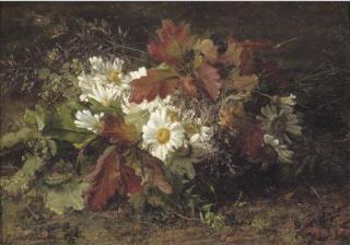 Geraldine Jacoba van de Sande Bakhuyzen - An autumn bouquet with oak leaves
