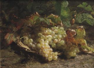 Geraldine Jacoba van de Sande Bakhuyzen - White grapes in a wicker basket