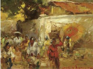 Gerard Adolfs - Kleur en licht in de kampong: an indonesian market scene