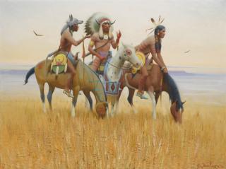Gerard Curtis Delano - In Bonnet And Paint, Early-Day Sioux Scouts