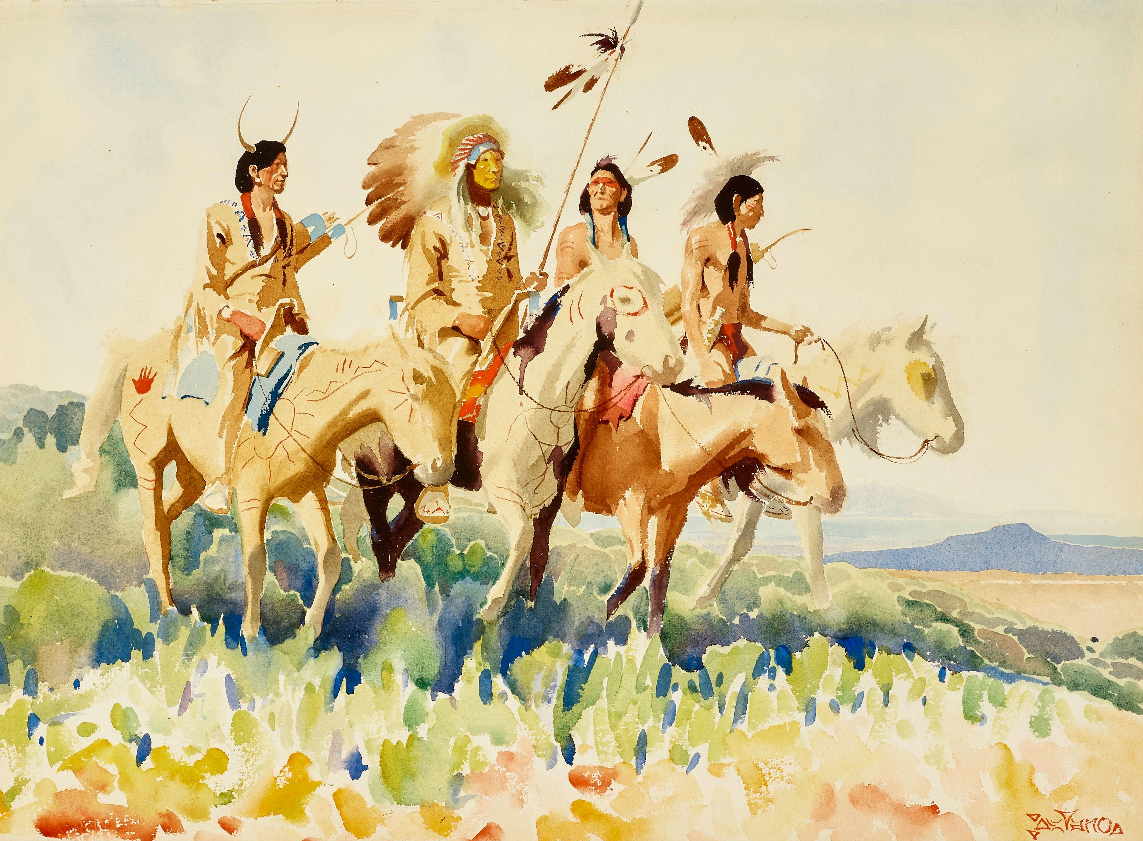 Gerard Curtis Delano - Scouting Party sight 15 x 20 in. framed 24 1/2 x 29 1/2 in.