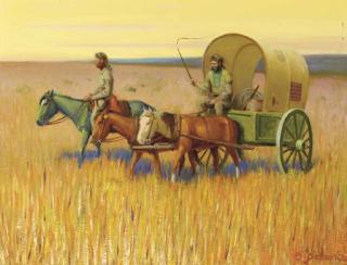 Gerard Curtis Delano - Trappers with Red River Cart