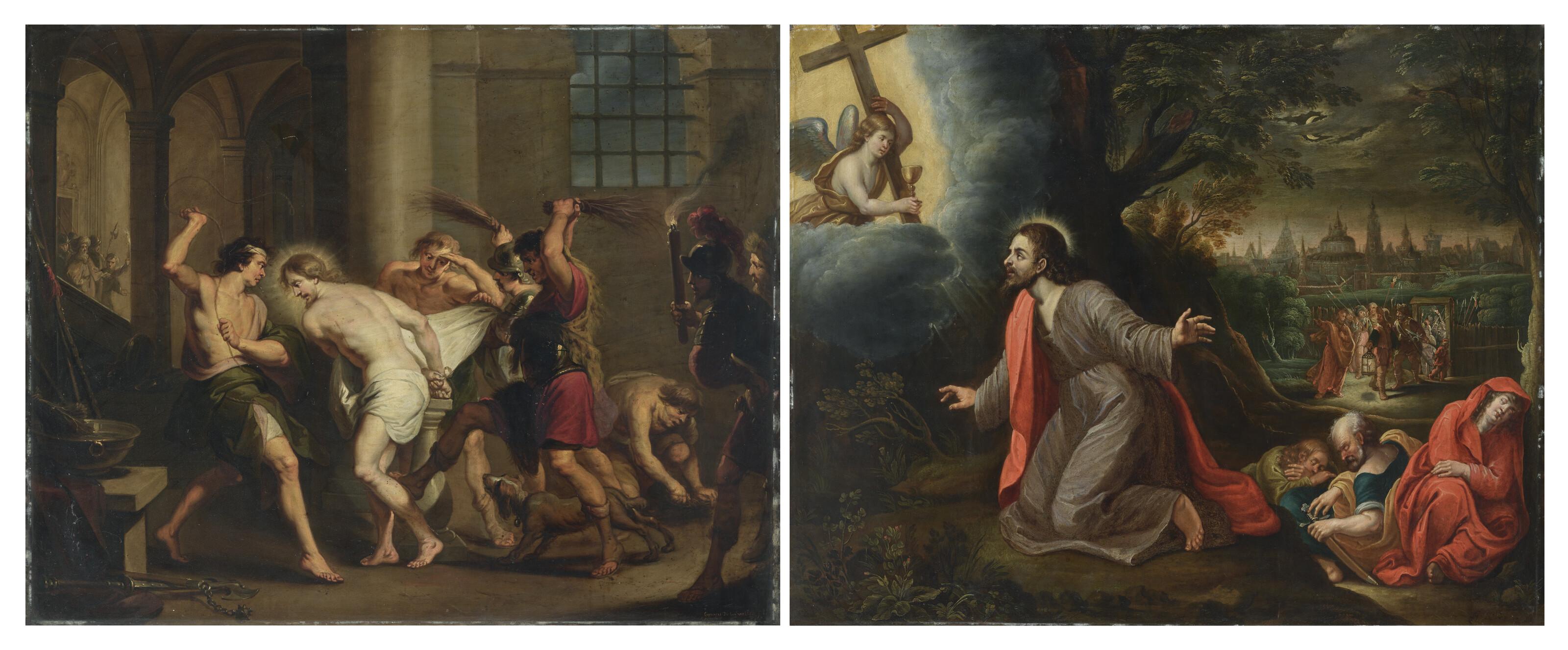 Gérard De La Vallée - La Flagellation d\'après Pierre Paul Rubens (1577-1640) ; Le Christ au mont des Oliviers