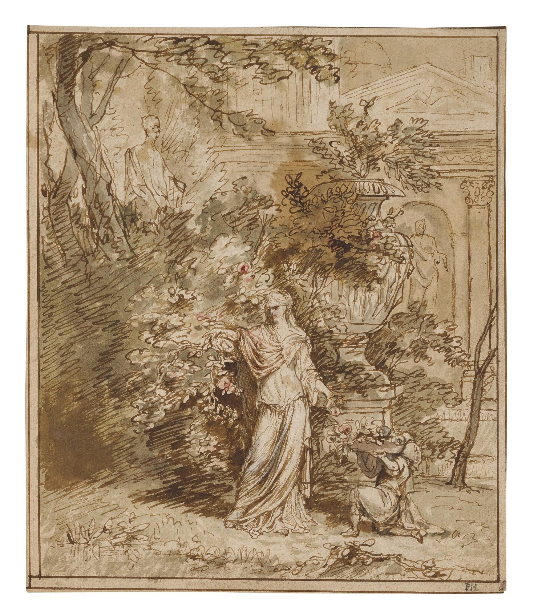 Gérard De Lairesse - A Classically Dressed Woman In A Garden