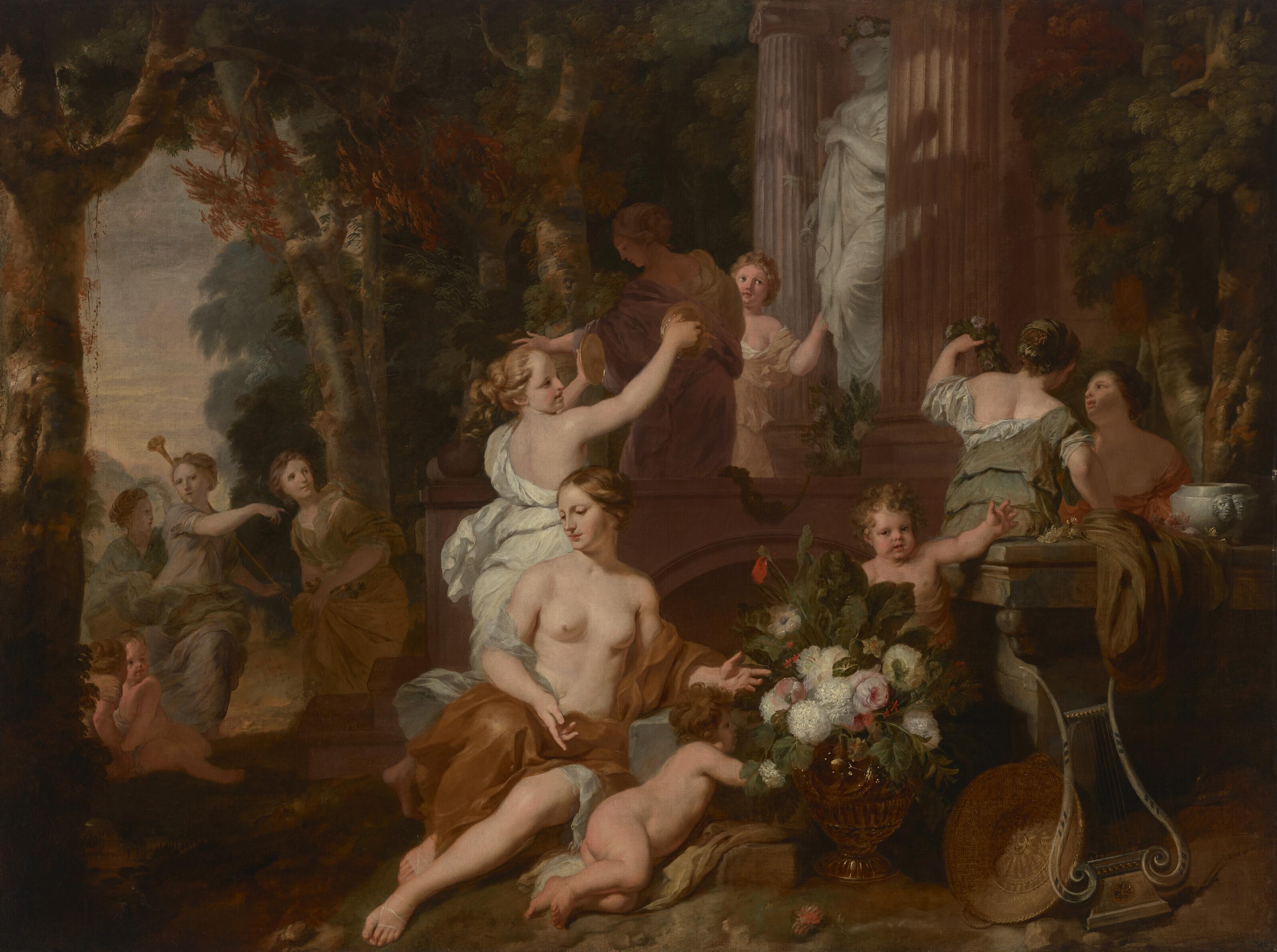 Gérard de Lairesse - Nymphs and Bacchantes paying homage at the Temple of Flora