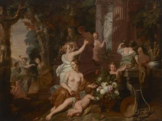 Gérard de Lairesse - Nymphs and Bacchantes paying homage at the Temple of Flora