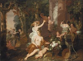 Gérard de Lairesse - Nymphs and Bacchantes paying homage at the temple of Flora