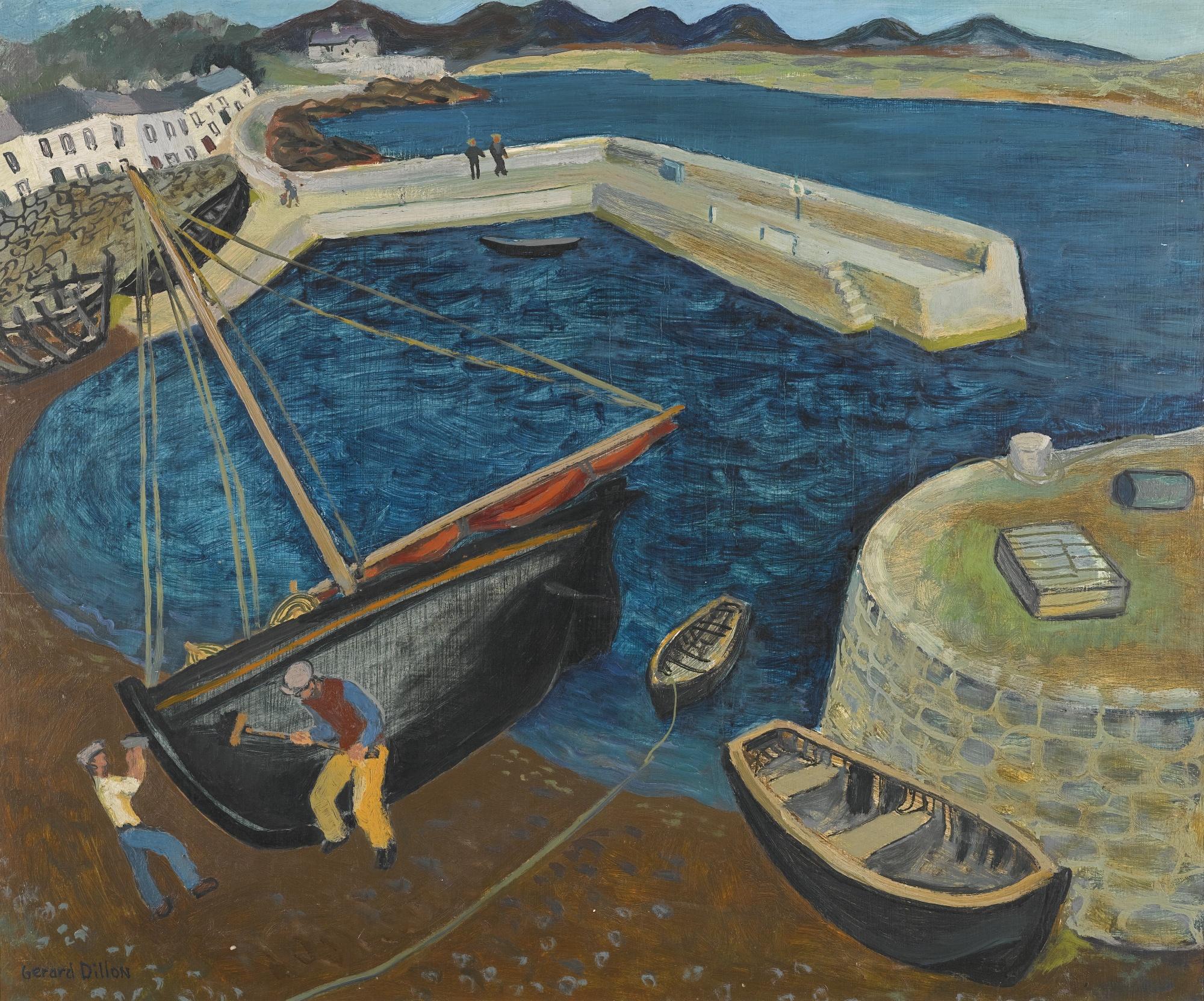 Gerard Dillon, R.H.A., R.U.A. - Cleaning The Boat (Roundstone)