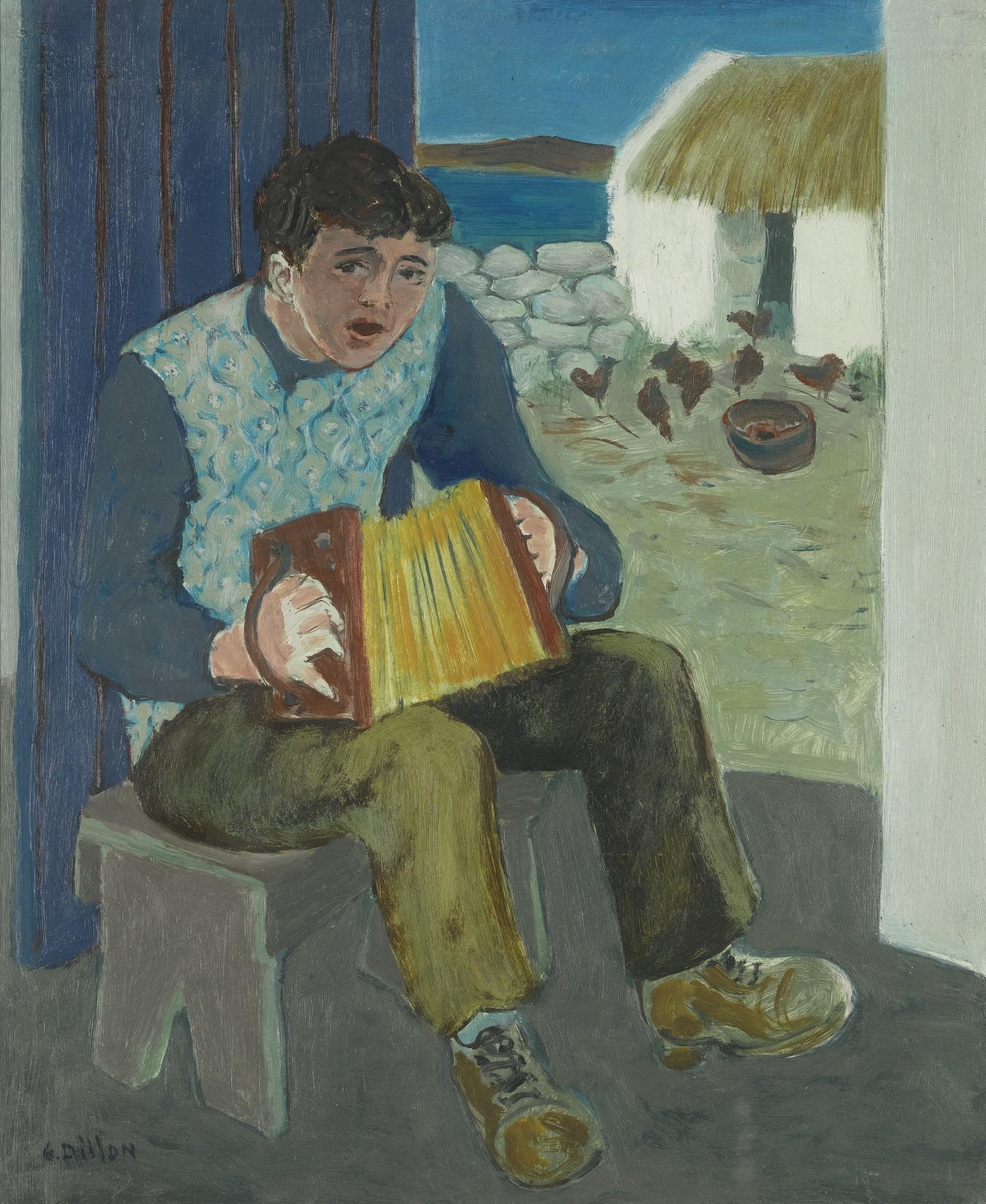 Gerard Dillon - Man And Accordian, Connemara