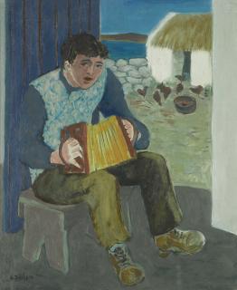 Gerard Dillon - Man And Accordian, Connemara
